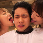 【痴女】 ひそひそ耳打ち淫語で誘惑してくるおっぱい密着挟み撃ちハーレム美容室 小花のん 百永さりな ＜FANZA＞