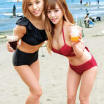 【痴女】 水着ギャルがデカチン童貞君と「素股オイルマッサージ」生マンにヌルヌルこすれるデカマラに発情しちゃって『おま○こに入れてみるw』そのまま筆おろし生ハメ中出しSEX！！りりあ＆みく ＜FANZA＞